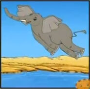 An elephant flying