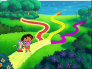 To get to the ocean, do they take the path that's rojo (red),