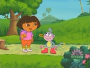 The party is at Dora's House but they have to hurry because everyone is waiting for him.
