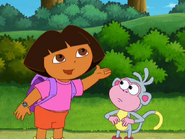 "That's my cousin, Diego!" Dora explained to Boots.