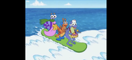 The Fiesta Trio's riding on a sled! WHEEEEEEEEEE!!!