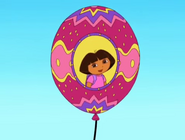 Dora's picture in the birthday baloon