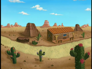 [Ah. The episode begins on a hot day in the Wild, Wild West of North America!]