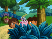 They hide behind a bush. "GRR!"