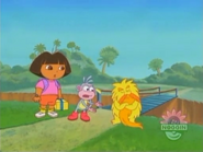 Boots yells at him, "But we HAVE TO go over your bridge! It's my birthday! I have to get to my party!"