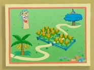 So here's what you tell Dora: Bananas, Cornfield, Little Blue Tree!