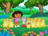 (Huh, that's odd…) "Boots, we're still HERE!" Dora said. But, WHY?