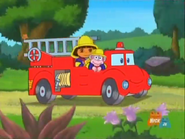 [Since they're in a fire truck, they can't spin this time.]