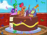 How in the world did they get in the cake?! Sneaky trio!