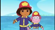 Dora and Boots look like firefighters!