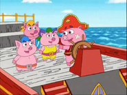 "Come on, piggies! Let’s sail to the castle super fast!