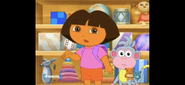 Dora has some bad news to tell: "My twin baby brother and sister have been sick with a cold." (Awww...)