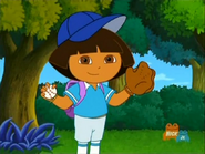 Dora has a question for the viewer. "Do you like baseball?" Go ahead, tell her your thoughts!