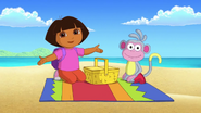 Dora and Boots having a special beach picnic.