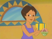 Mami puts the cake in the house? (What's she going to do with it?)