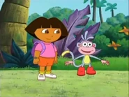 (NOTE: This line will be used in several more episodes thereafter, most notably after Dora introduces herself in Spanish ["¡Hola, soy Dora!"].) "And I'm Boots!