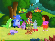 "SWIPER!!!" they all shouted. (No outsider may set foot within Treasure Island, ye unfriendly sneaky pirate codfish fox! Let go of your hate and that stuff from the past, 'cause swiping our stuff just doesn't matter! The only thing that matters is what you choose to be now! So turn back and join our play or die trying!!)