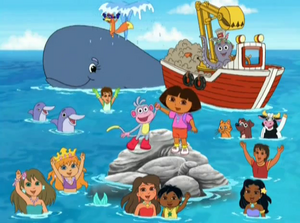 dora the explorer tries to ride a boat 