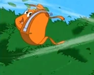 Oh, no! Rescue Pack is blown away by the wind.