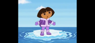 The problem is that Dora's ice piece is melting. She needs to find a bigger one!