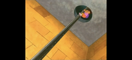 There's Dora! She's having fun of sliding the fireman's pole!