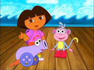 "Now, say it after you hear the cannon go 'boom'." (Aye-aye, ma'am! As a pirate would say, "Run out yer gun!")