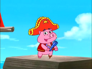 (Take a note that instead of voicing by Chris Gifford, the Captain Pirate Pig is now voiced by John Leguizamo, who is the voice actor of Sid the Sloth in the Ice Age franchise, and later Bruno Madrigal in Encanto.) I'm the captain of the Pirate Pigs!