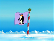 There's the flagpole. (There's a picture of a penguin on the flag.)