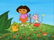 "Girl and monkey! You have brought our hill