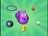 "Rapido!" says Backpack. "Dora needs something to stick the wheel back together!