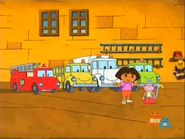 Do you see a red fire truck?