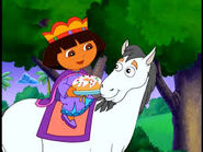 "Everyone will be so excited when we get there with this cake, Caballo!"