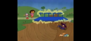 He breaks the bridge.