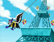 And she's bungee-jumping! "She's gonna swipe the friendship bracelets!" (We gotta stop her!)