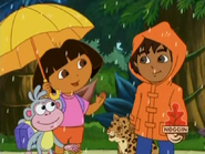 Dora explains to Diego that she and Boots are on their way to his sister’s fiesta de quinceañera.