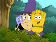 Broom and Wand are cheering for Dora! (They must be impressed, but the Witch is not.)