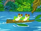 Oh, no! The branch just broke! The red-eyed tree frogs are in the river! "We fell out of our tree, fell out of our tree! Someone come and help us, PLEASE!", the tree frogs sang.