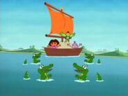 Dora and Boots sing to the crocodiles