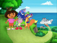 A REALLY BIG boat can take us across the ocean to the tower!