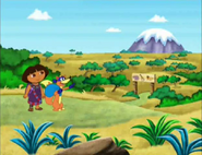 "Look, Dora! I see Mount Kilimanjaro!"