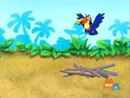 Here's where it landed. We know the magic stick is long, so let's sort the sticks into two piles of different sizes.