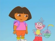 Boots really likes when they (Dora and her friends) all yelled,