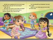 Singing with her friends in the book "Dora's Super Sleepover"