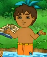 Diego is shirtless