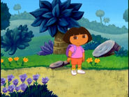 [Our new season, in airing order, starts with Dora standing on a path.] Hello, Dora! What's up?