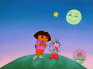 Picture of Dora and Boots bringing Little Star home to the Moon.