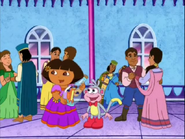 Suddenly, they hear their friends. Are they joining and are they wearing fancy clothes to meet the requirements? "Psst, Dora! Good luck!"