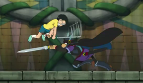 Nobita danh bai Saberu