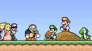 Mario and Luigi picking team players.