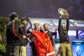 Newbee with the Aegis of Champions after winning The International 2014